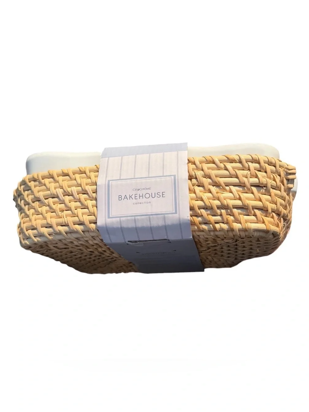 Ciroa Bakehouse Stoneware Rectangular Baking Dish & Rattan Basket new